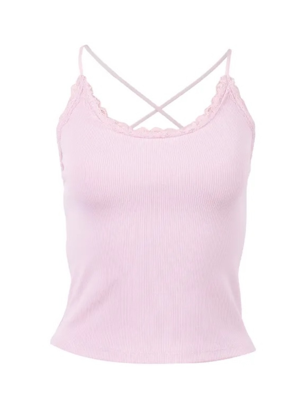 American Eagle Outfitters Light Pink cropped Lace-tank top